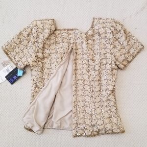 NWT Adrianna Papell 2pc Set Emb. Blouse/ Long Skirt. Size 8.